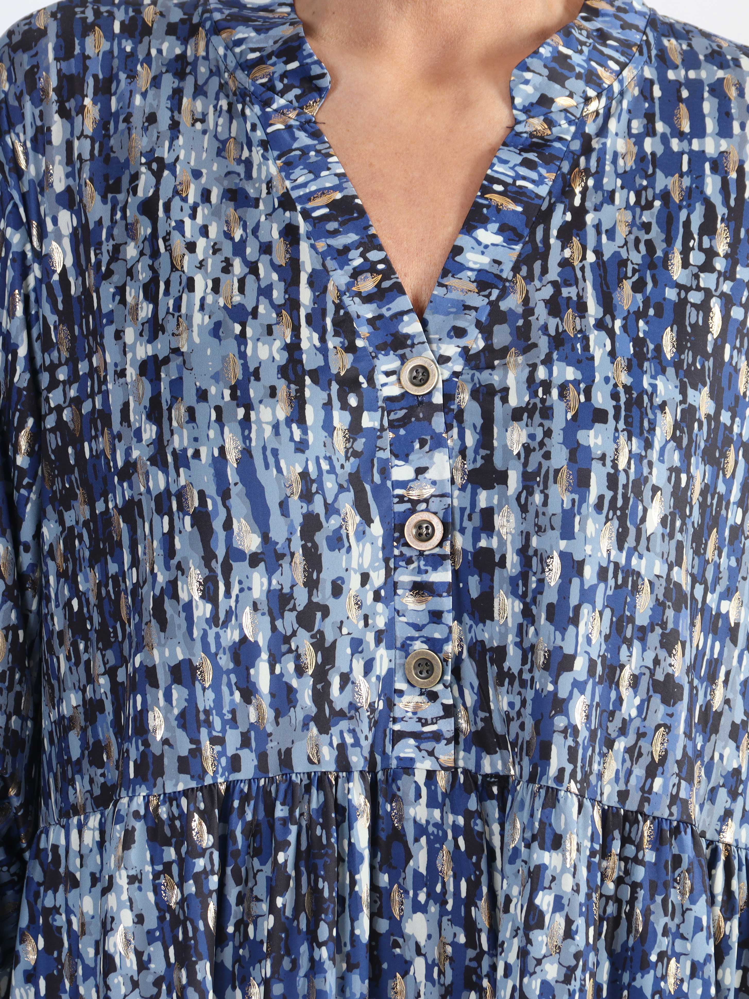 Milano Pattern Midi - Mønstret plus size kjole med lag på lag look